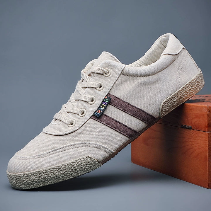 Men's Shoes Spring & Fall Breathable Deodorizing Filter Canvas Shoes Men's Trendy Lace up Men Casual Shoes Soft Bottom Driving Old Beijing Cloth Shoes