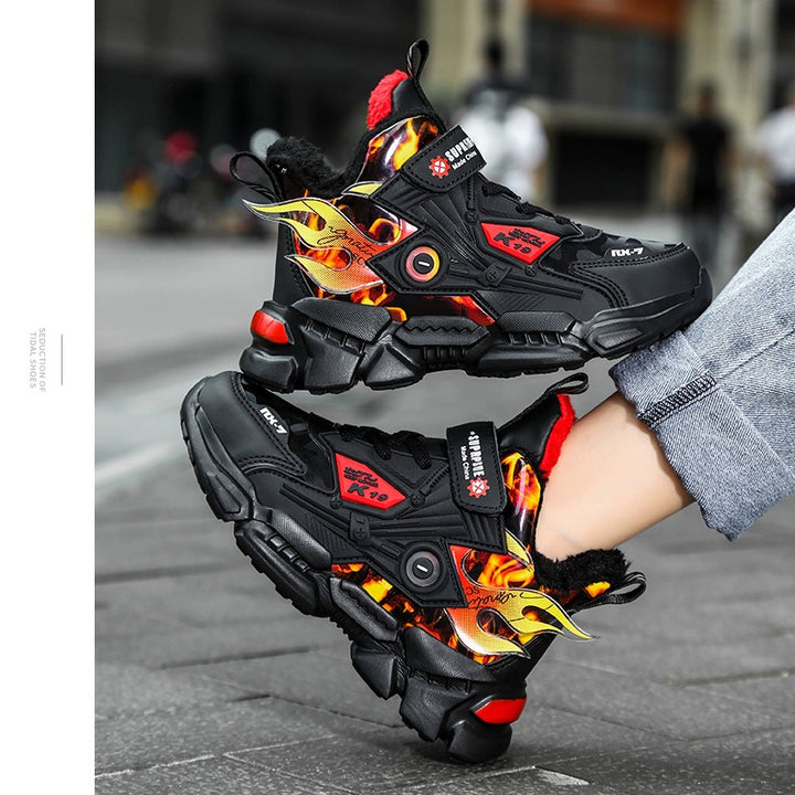 Winter Kids Shoes Boys Non-slip Sport Shoes Outdoor Snow Ankle Boots Waterproof Warm Sneakers Child High Top Cotton Casual Shoes