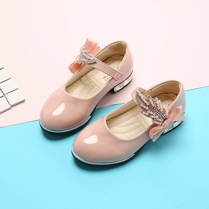 Girl Princess Little Leather Shoes 2025 New Arrival Kids Black Crystal Student Performance Flats Children's Soft Sole Children's Shoes