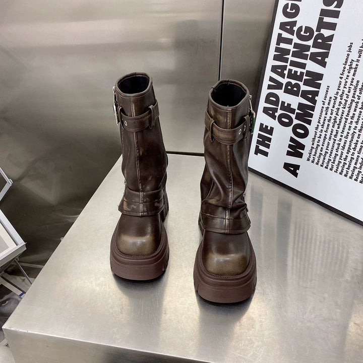 Maillard Western Cowboy Boot Sexy Wind Small Man Raise the Bottom Boots Summer Ankle Boots Spring & Fall Pile Style Boots