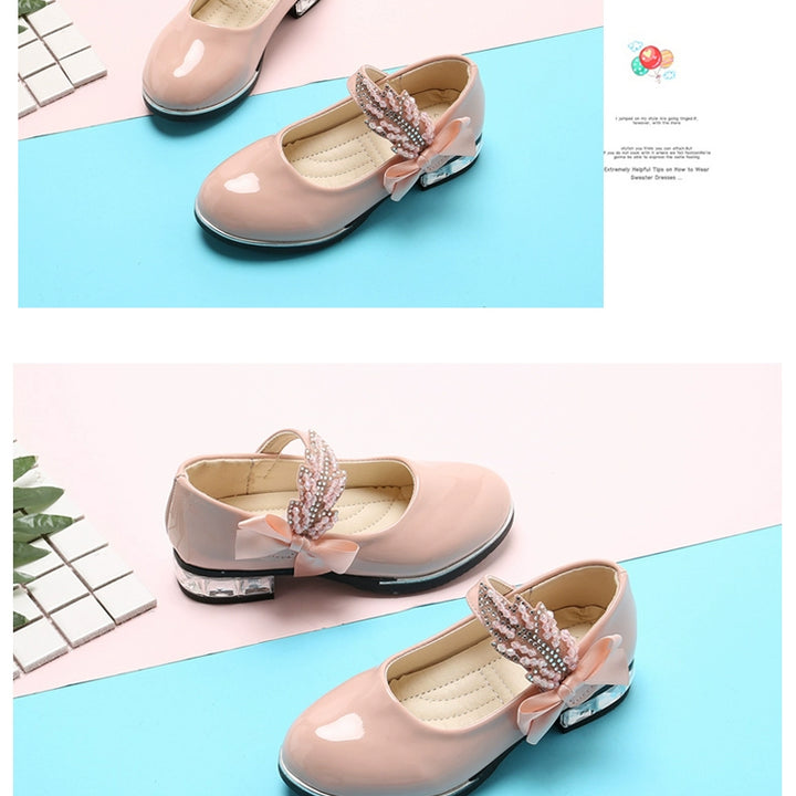 Girl Princess Little Leather Shoes 2025 New Arrival Kids Black Crystal Student Performance Flats Children's Soft Sole Children's Shoes