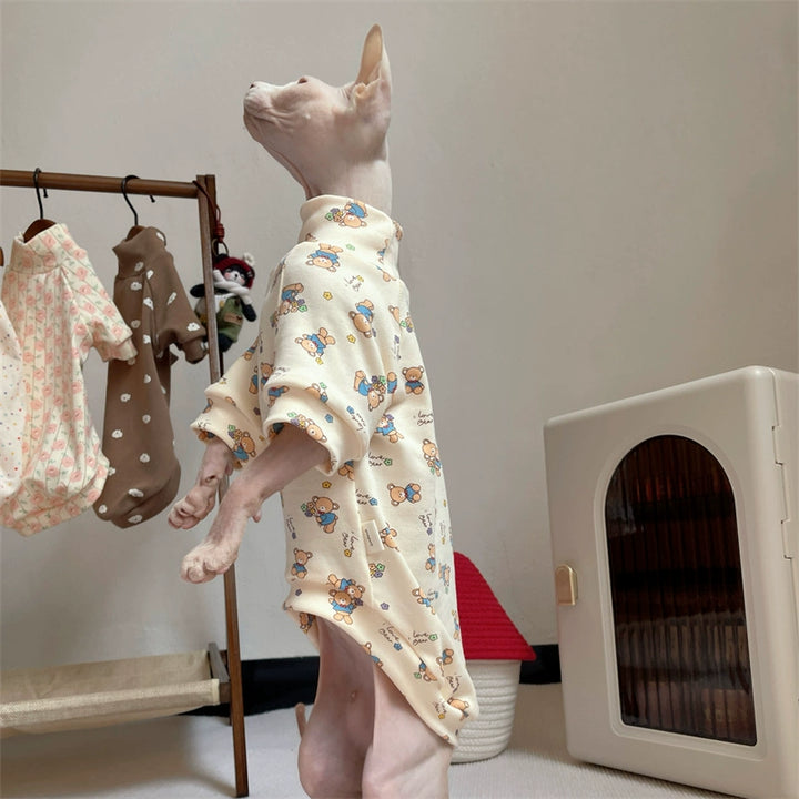 Sphinx Hairless Cat Clothes German Curly Cat Autumn Infant Fabric Pure Cotton Comfortable Close-Fitting Active Cat