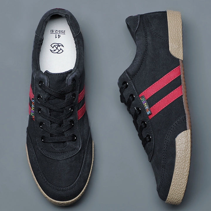 Men's Shoes Spring & Fall Breathable Deodorizing Filter Canvas Shoes Men's Trendy Lace up Men Casual Shoes Soft Bottom Driving Old Beijing Cloth Shoes
