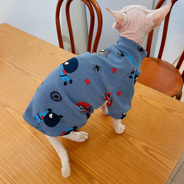 Sphinx Hairless Cat Clothes German Curly Cat Autumn Infant Fabric Pure Cotton Comfortable Close-Fitting Active Cat