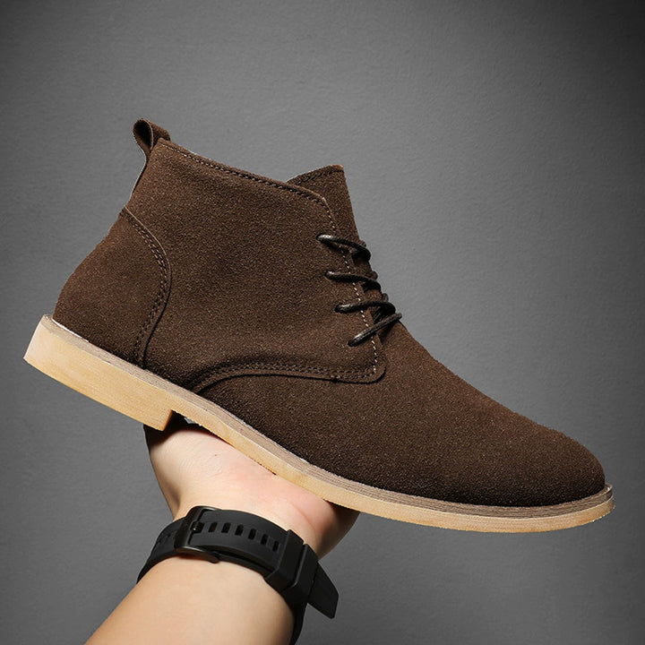 Korean Style Autumn Frosted Casual plus Size High-Top Leather Shoes