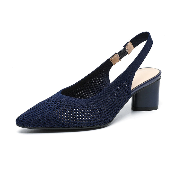 Pointed-Toe Hollowed Breathable Knitted High Heels Women's 2025 New Arrival Flying Woven Princess Shoes Casual Slingback Sandals Chunky Heel