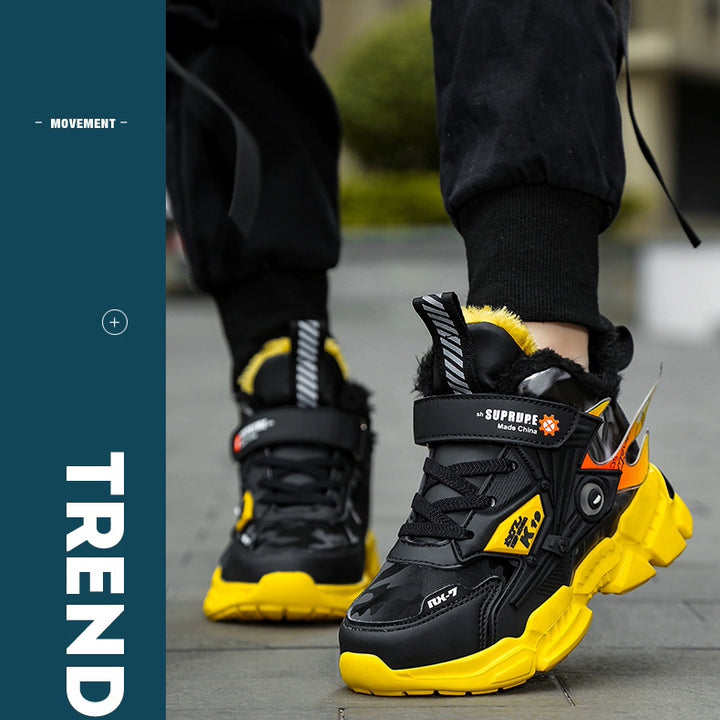 Winter Kids Shoes Boys Non-slip Sport Shoes Outdoor Snow Ankle Boots Waterproof Warm Sneakers Child High Top Cotton Casual Shoes