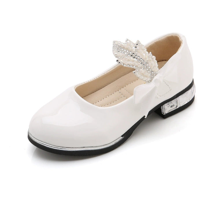 Girl Princess Little Leather Shoes 2025 New Arrival Kids Black Crystal Student Performance Flats Children's Soft Sole Children's Shoes