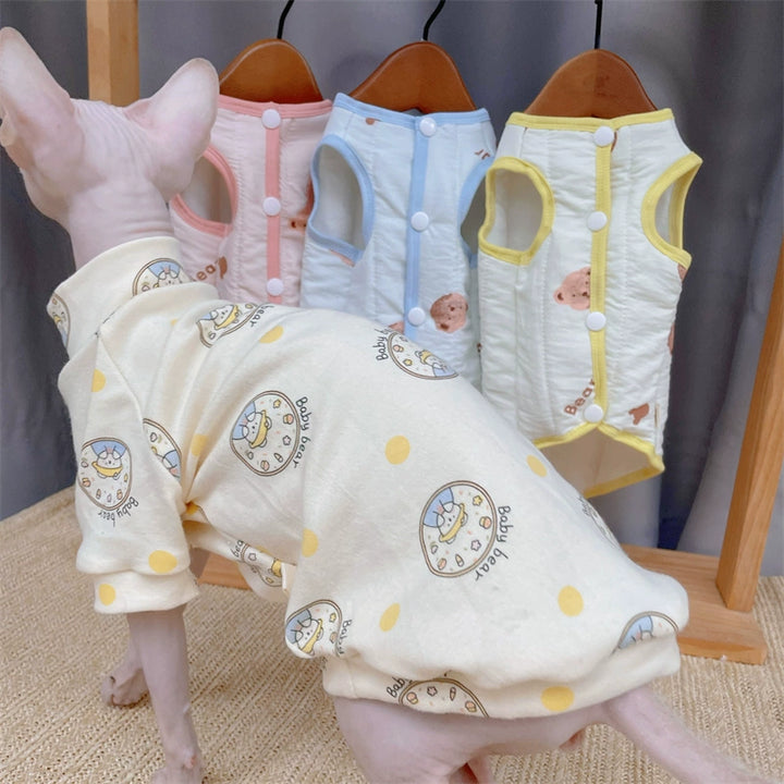 Sphinx Hairless Cat Clothes German Curly Cat Autumn Infant Fabric Pure Cotton Comfortable Close-Fitting Active Cat
