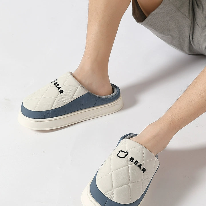 Waterproof Cotton Slippers Men Autumn and Winter 2025 New Arrival Indoor Home Non-Slip down Heattech Cotton Slippers Men's Winter