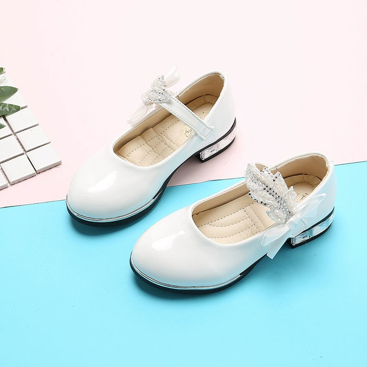 Girl Princess Little Leather Shoes 2025 New Arrival Kids Black Crystal Student Performance Flats Children's Soft Sole Children's Shoes