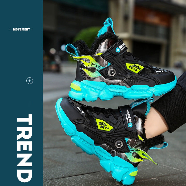 Winter Kids Shoes Boys Non-slip Sport Shoes Outdoor Snow Ankle Boots Waterproof Warm Sneakers Child High Top Cotton Casual Shoes