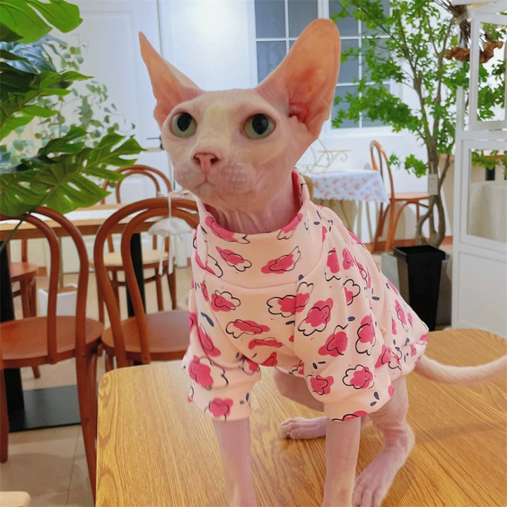 Sphinx Hairless Cat Clothes German Curly Cat Autumn Infant Fabric Pure Cotton Comfortable Close-Fitting Active Cat