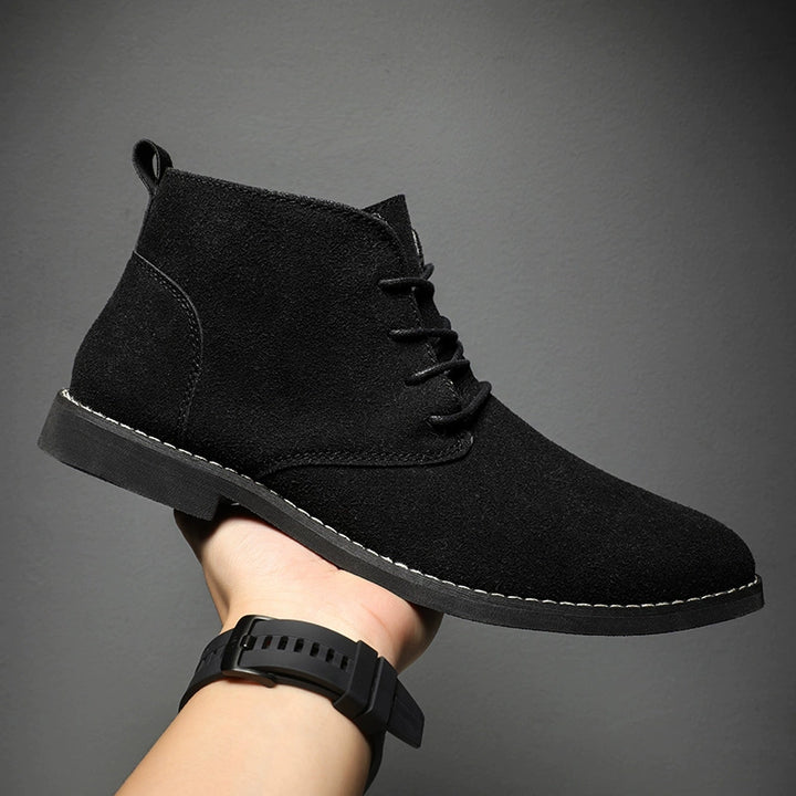 Korean Style Autumn Frosted Casual plus Size High-Top Leather Shoes