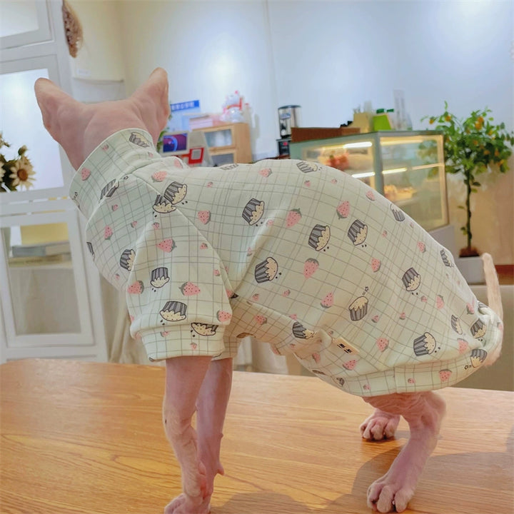 Sphinx Hairless Cat Clothes German Curly Cat Autumn Infant Fabric Pure Cotton Comfortable Close-Fitting Active Cat