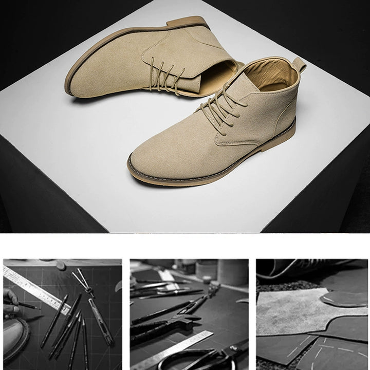 Korean Style Autumn Frosted Casual plus Size High-Top Leather Shoes