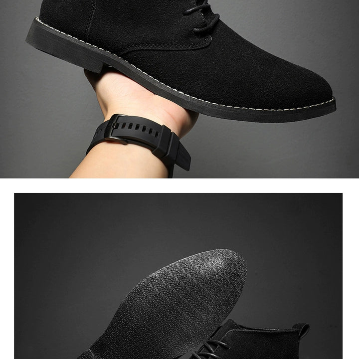 Korean Style Autumn Frosted Casual plus Size High-Top Leather Shoes