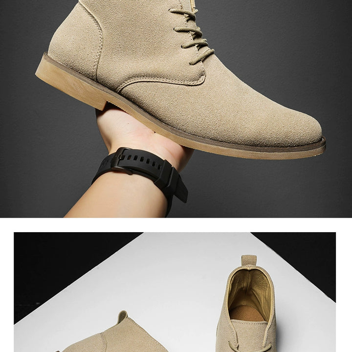 Korean Style Autumn Frosted Casual plus Size High-Top Leather Shoes