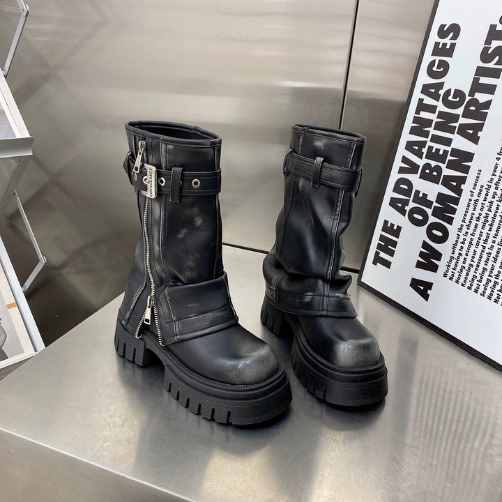 Maillard Western Cowboy Boot Sexy Wind Small Man Raise the Bottom Boots Summer Ankle Boots Spring & Fall Pile Style Boots