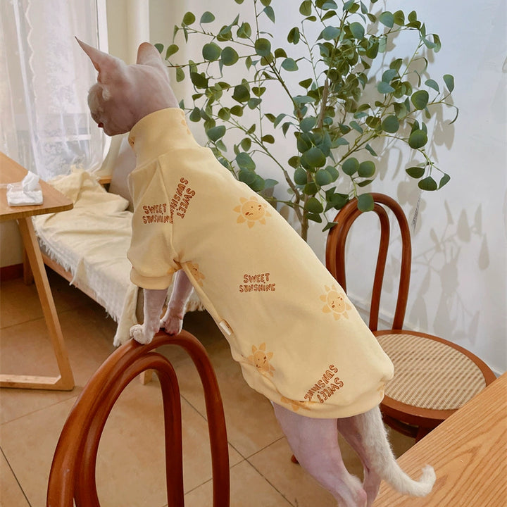 Sphinx Hairless Cat Clothes German Curly Cat Autumn Infant Fabric Pure Cotton Comfortable Close-Fitting Active Cat