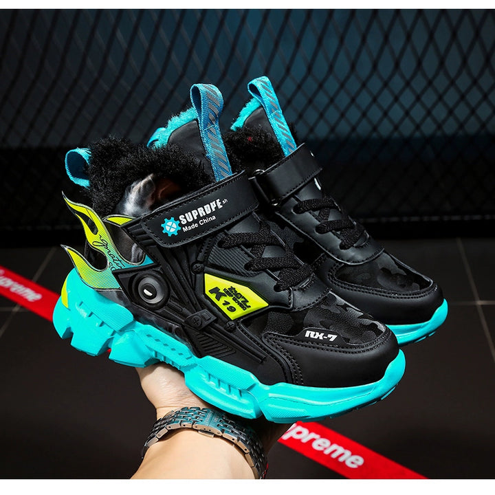 Winter Kids Shoes Boys Non-slip Sport Shoes Outdoor Snow Ankle Boots Waterproof Warm Sneakers Child High Top Cotton Casual Shoes