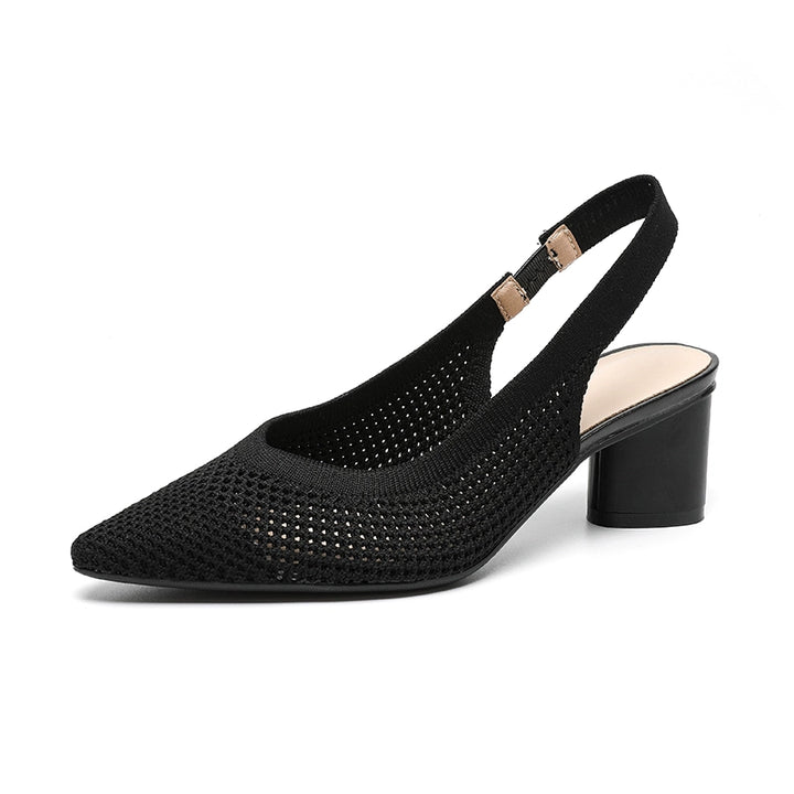 Pointed-Toe Hollowed Breathable Knitted High Heels Women's 2025 New Arrival Flying Woven Princess Shoes Casual Slingback Sandals Chunky Heel