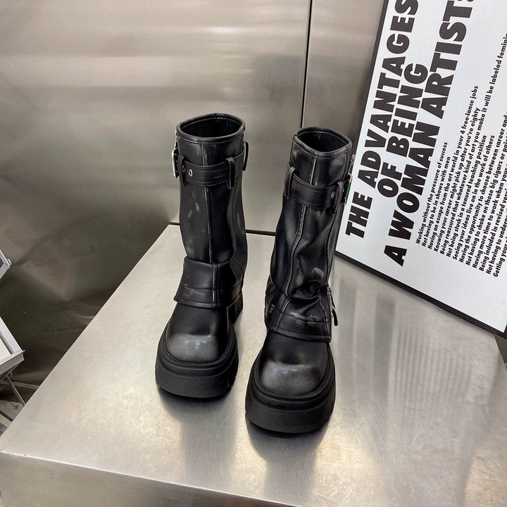 Maillard Western Cowboy Boot Sexy Wind Small Man Raise the Bottom Boots Summer Ankle Boots Spring & Fall Pile Style Boots