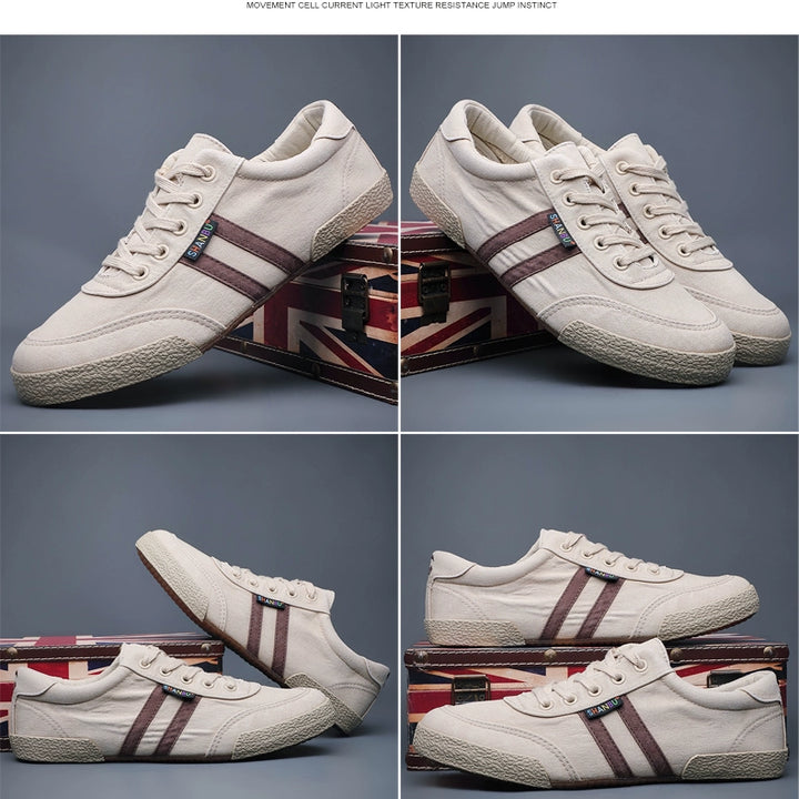 Men's Shoes Spring & Fall Breathable Deodorizing Filter Canvas Shoes Men's Trendy Lace up Men Casual Shoes Soft Bottom Driving Old Beijing Cloth Shoes