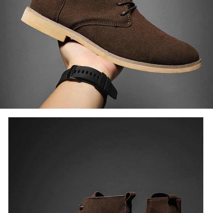 Korean Style Autumn Frosted Casual plus Size High-Top Leather Shoes