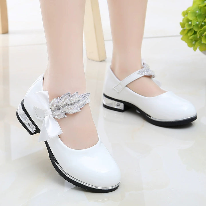 Girl Princess Little Leather Shoes 2025 New Arrival Kids Black Crystal Student Performance Flats Children's Soft Sole Children's Shoes