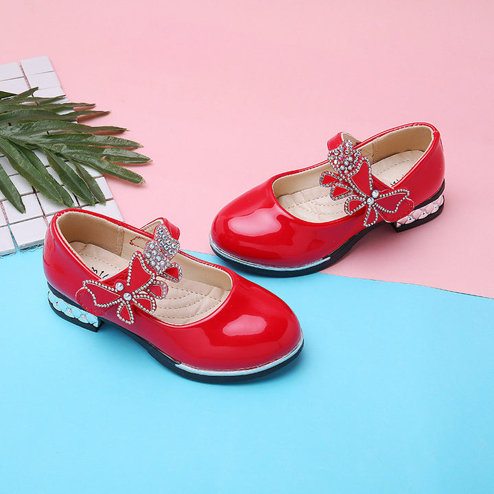 2025 Children's Shoes Girls Black Leather Shoes Performance Shoes Spring & Fall Soft Bottom Children's Single-Layer Shoes Student White Girls Princess Shoes