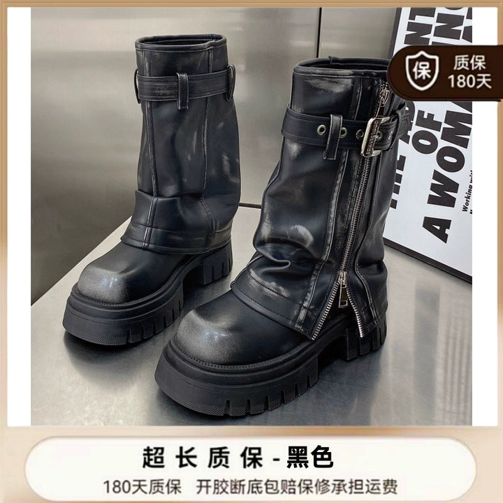 Maillard Western Cowboy Boot Sexy Wind Small Man Raise the Bottom Boots Summer Ankle Boots Spring & Fall Pile Style Boots