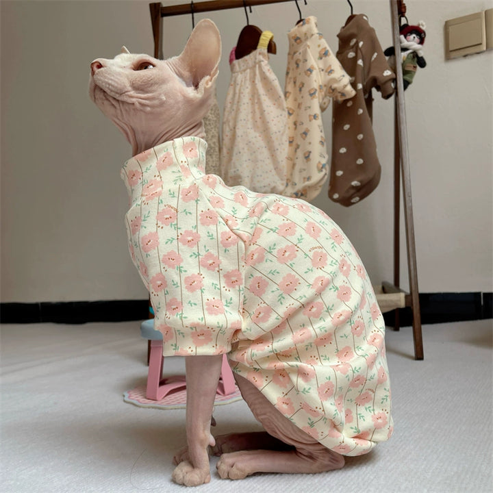 Sphinx Hairless Cat Clothes German Curly Cat Autumn Infant Fabric Pure Cotton Comfortable Close-Fitting Active Cat