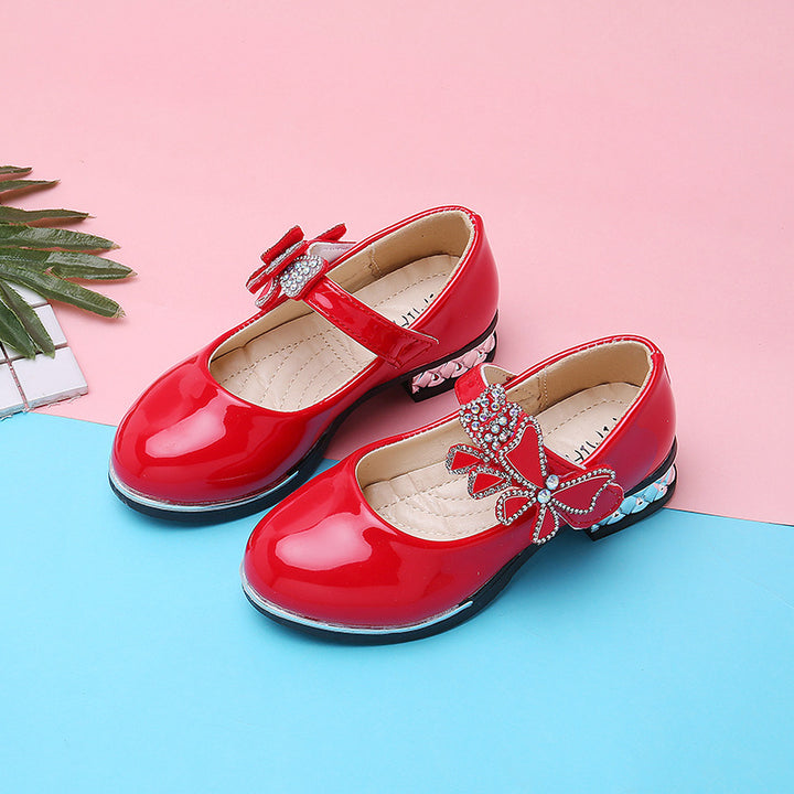 2025 Children's Shoes Girls Black Leather Shoes Performance Shoes Spring & Fall Soft Bottom Children's Single-Layer Shoes Student White Girls Princess Shoes