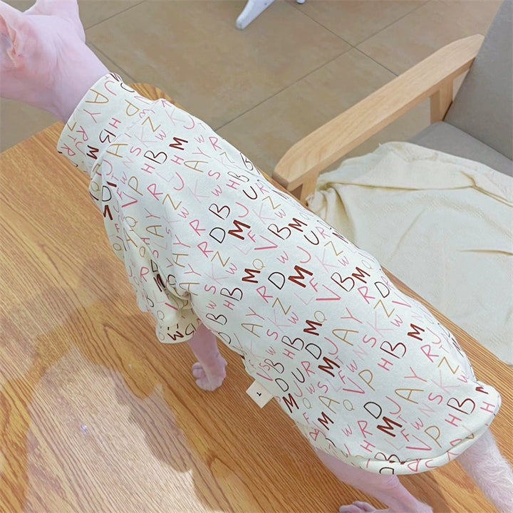 Sphinx Hairless Cat Clothes German Curly Cat Autumn Infant Fabric Pure Cotton Comfortable Close-Fitting Active Cat