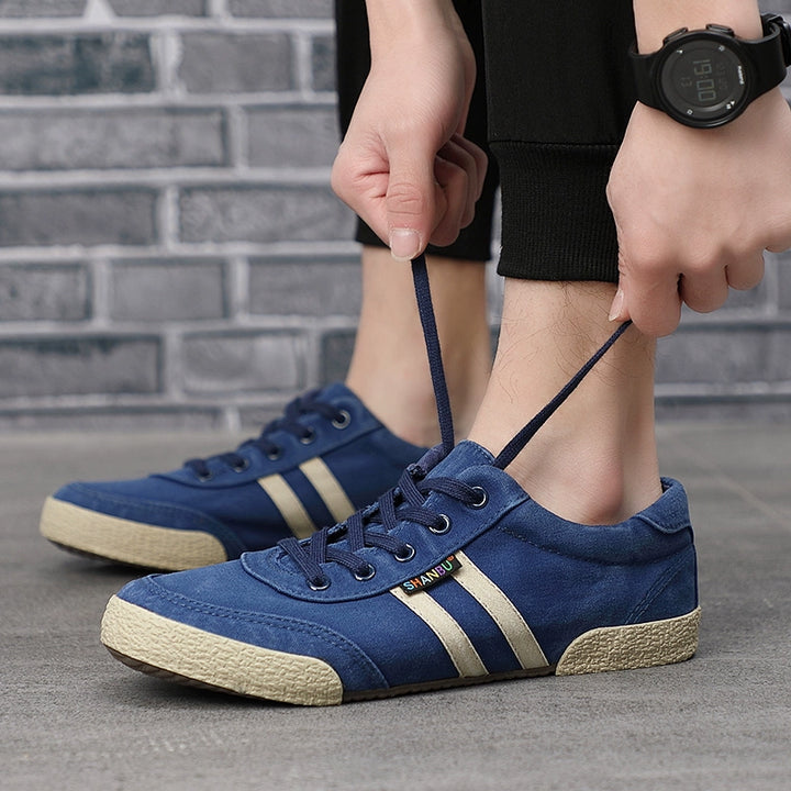 Men's Shoes Spring & Fall Breathable Deodorizing Filter Canvas Shoes Men's Trendy Lace up Men Casual Shoes Soft Bottom Driving Old Beijing Cloth Shoes