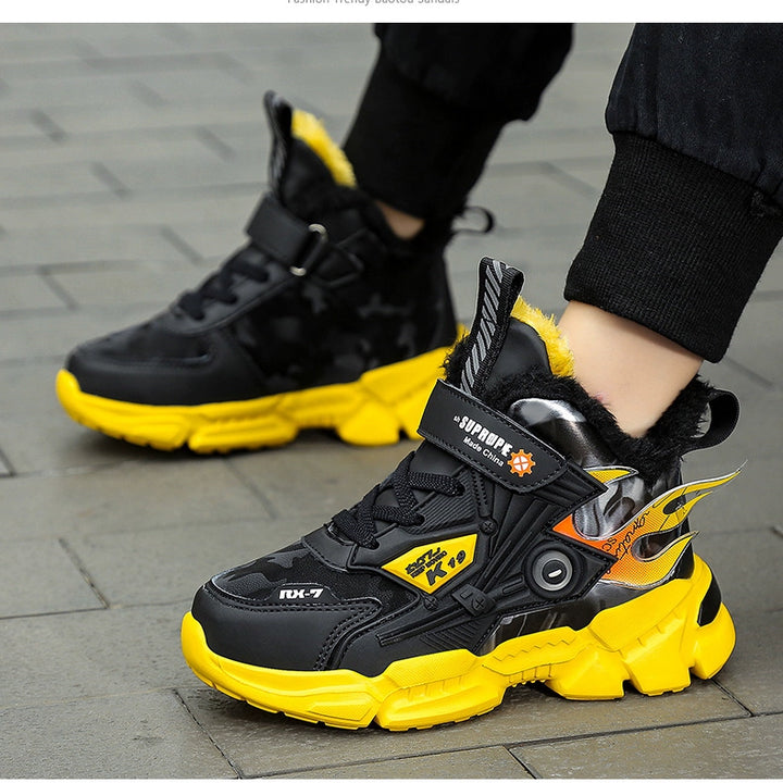Winter Kids Shoes Boys Non-slip Sport Shoes Outdoor Snow Ankle Boots Waterproof Warm Sneakers Child High Top Cotton Casual Shoes