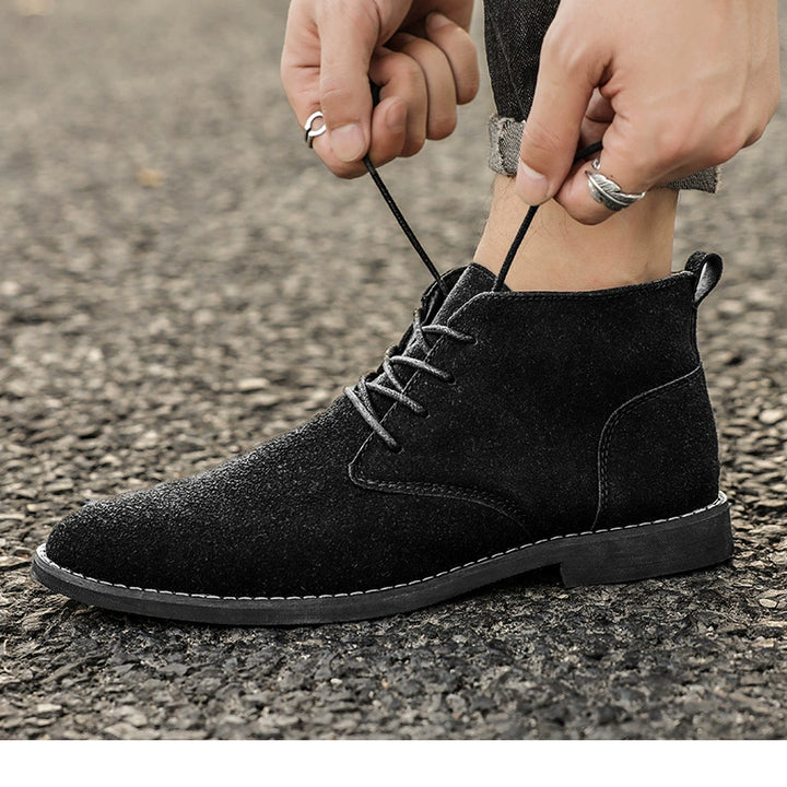 Korean Style Autumn Frosted Casual plus Size High-Top Leather Shoes