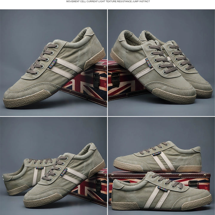 Men's Shoes Spring & Fall Breathable Deodorizing Filter Canvas Shoes Men's Trendy Lace up Men Casual Shoes Soft Bottom Driving Old Beijing Cloth Shoes