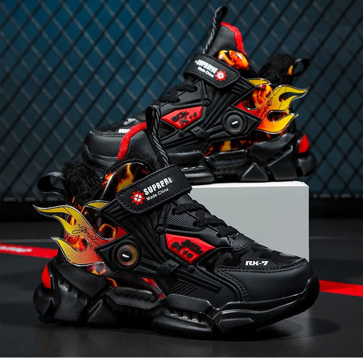 Winter Kids Shoes Boys Non-slip Sport Shoes Outdoor Snow Ankle Boots Waterproof Warm Sneakers Child High Top Cotton Casual Shoes