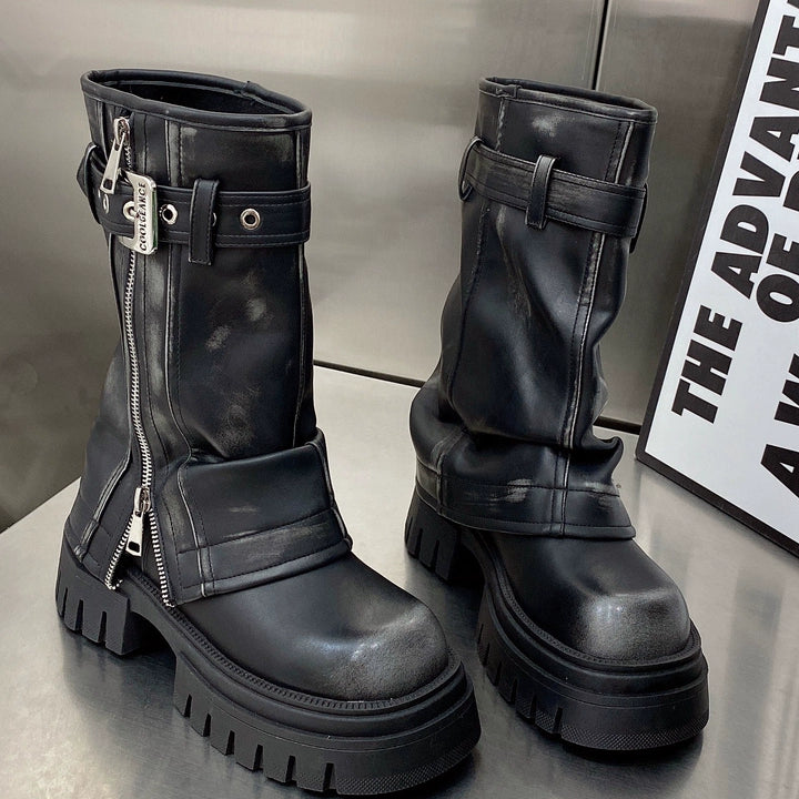 Maillard Western Cowboy Boot Sexy Wind Small Man Raise the Bottom Boots Summer Ankle Boots Spring & Fall Pile Style Boots