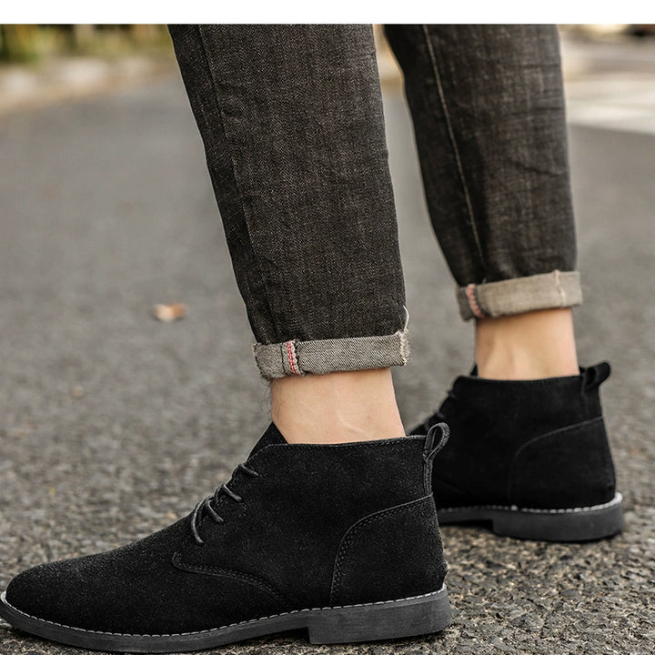 Korean Style Autumn Frosted Casual plus Size High-Top Leather Shoes