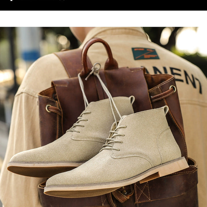 Korean Style Autumn Frosted Casual plus Size High-Top Leather Shoes