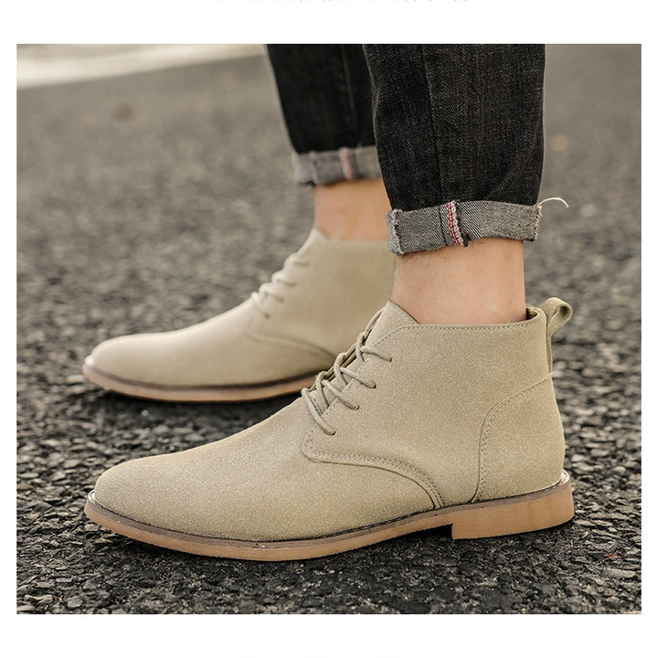 Korean Style Autumn Frosted Casual plus Size High-Top Leather Shoes