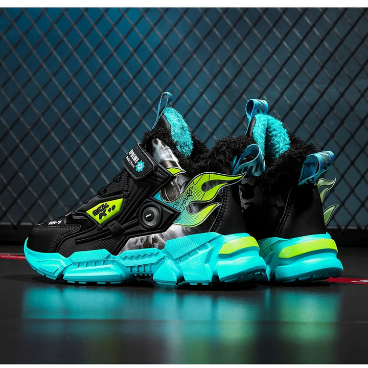 Winter Kids Shoes Boys Non-slip Sport Shoes Outdoor Snow Ankle Boots Waterproof Warm Sneakers Child High Top Cotton Casual Shoes