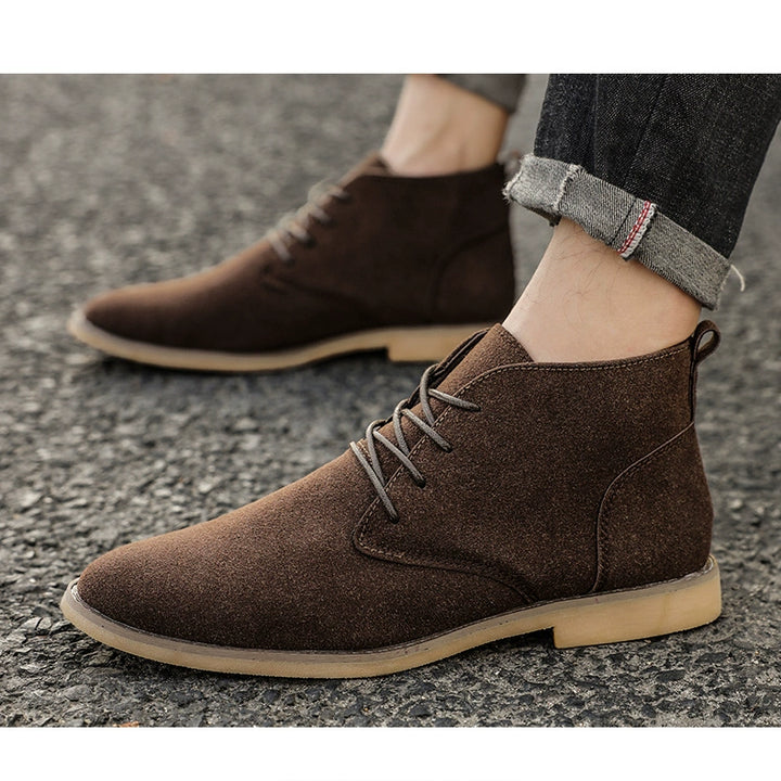 Korean Style Autumn Frosted Casual plus Size High-Top Leather Shoes
