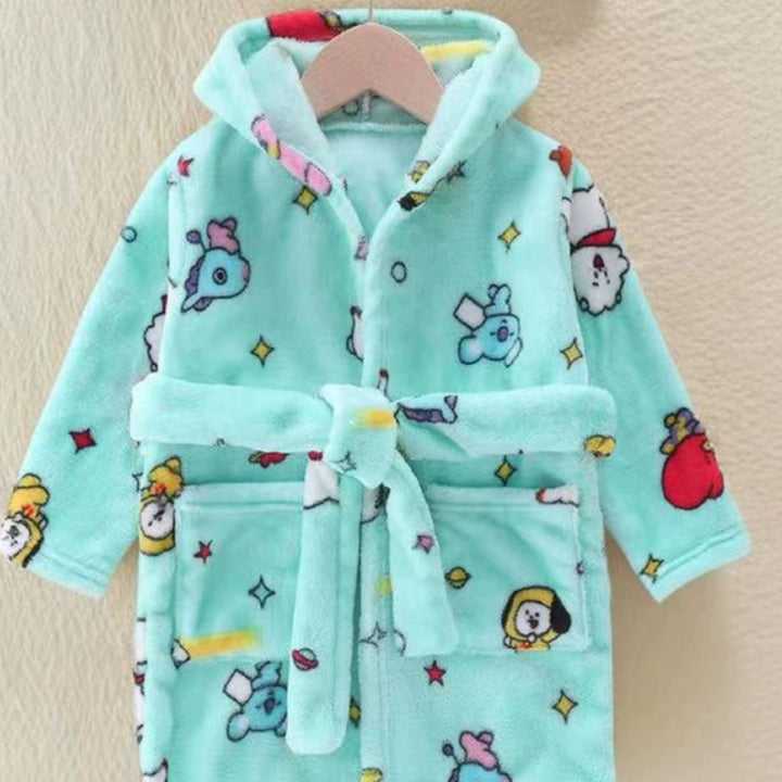 Autumn and Winter Thick Warm Anti-Kicking Blanket Hooded Home Pajamas
