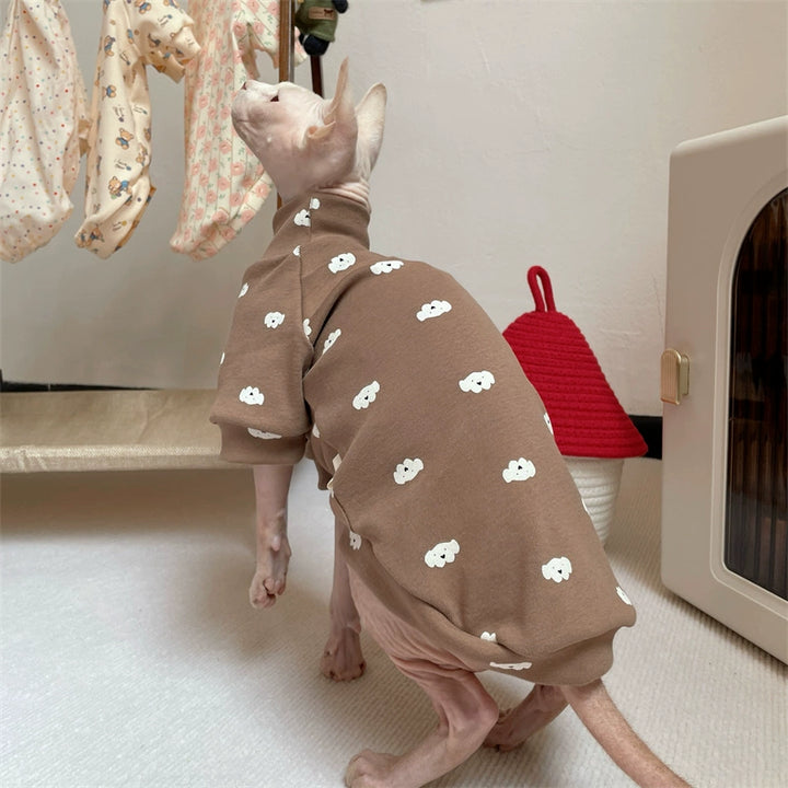 Sphinx Hairless Cat Clothes German Curly Cat Autumn Infant Fabric Pure Cotton Comfortable Close-Fitting Active Cat