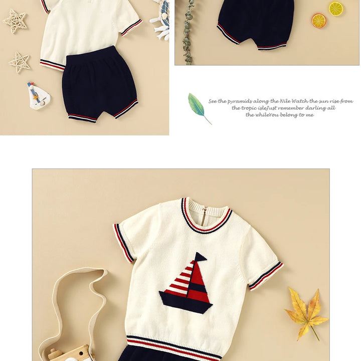 Baby Clothes Sets 0-18m Newborn Infant Boys Cotton Short Sleeve Pullovers Tops+Shorts Suits Casual Toddler Outwear Outfit Summer