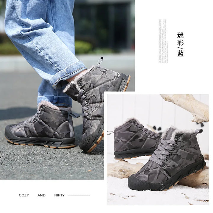 Waterproof Winter Children Snow Boots Warm Outdoor Shoes Boy Girl Short Boots Fashion Comfortable Non-Slip Sneakers Kids Boots